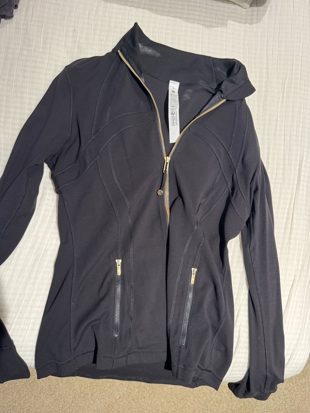 lululemon athletica Black Zip-Up Utility Jacket with Gold Hardware